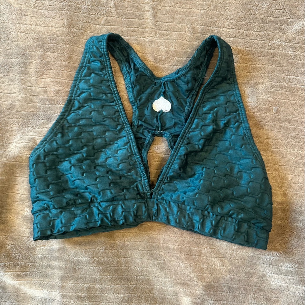 Booty By Brabants Chrome Emerald Deep V Sports Bra
